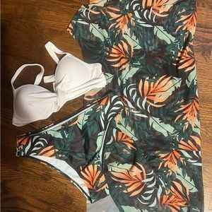 Tropical swimsuit with coverup.